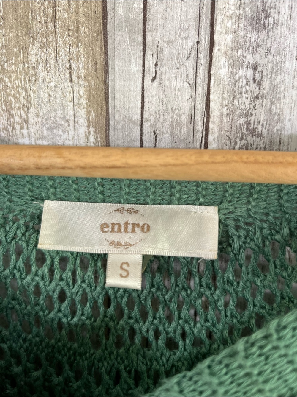 Entro Green Crochet Knit Ruffle Tiered Boho Blouse Top Size S - Picture 5 of 5